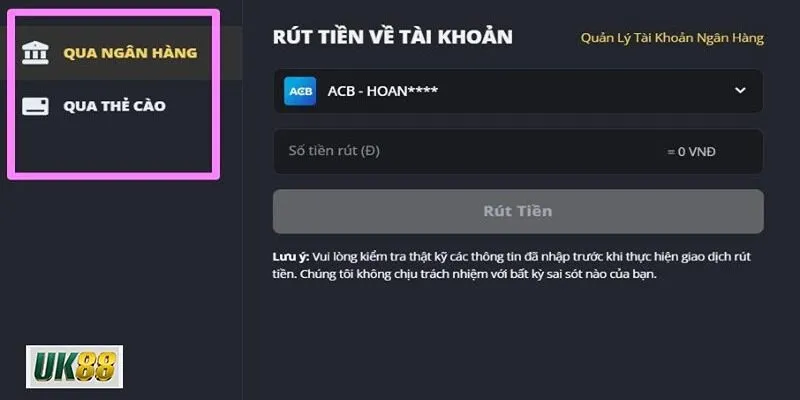 Rút tiền UK88 cần đáp ứng những điều kiện gì?